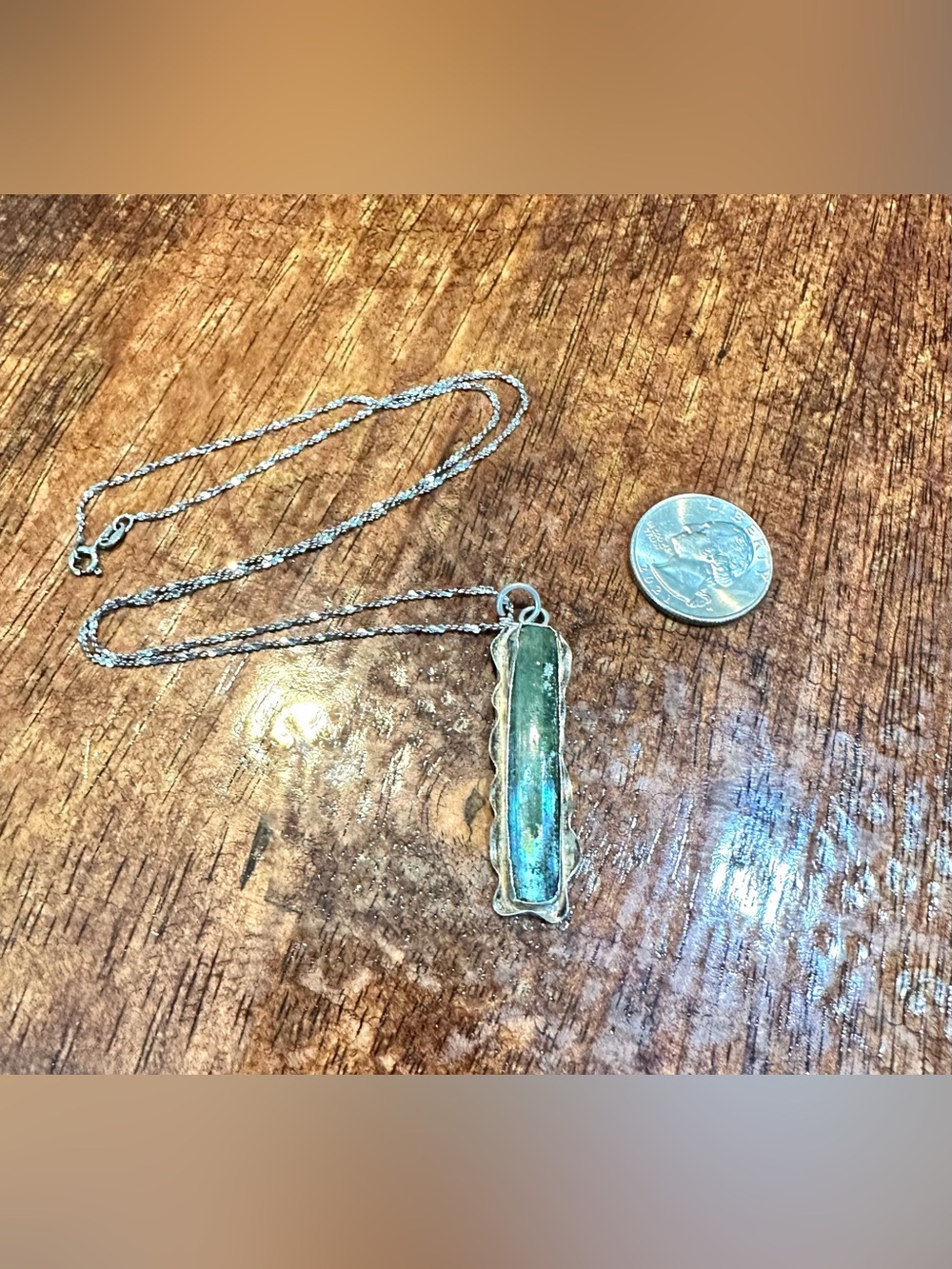 Roman Glass, Sterling Silver Necklace